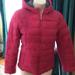 Spider girls hot pink puffer light weight hooded coat